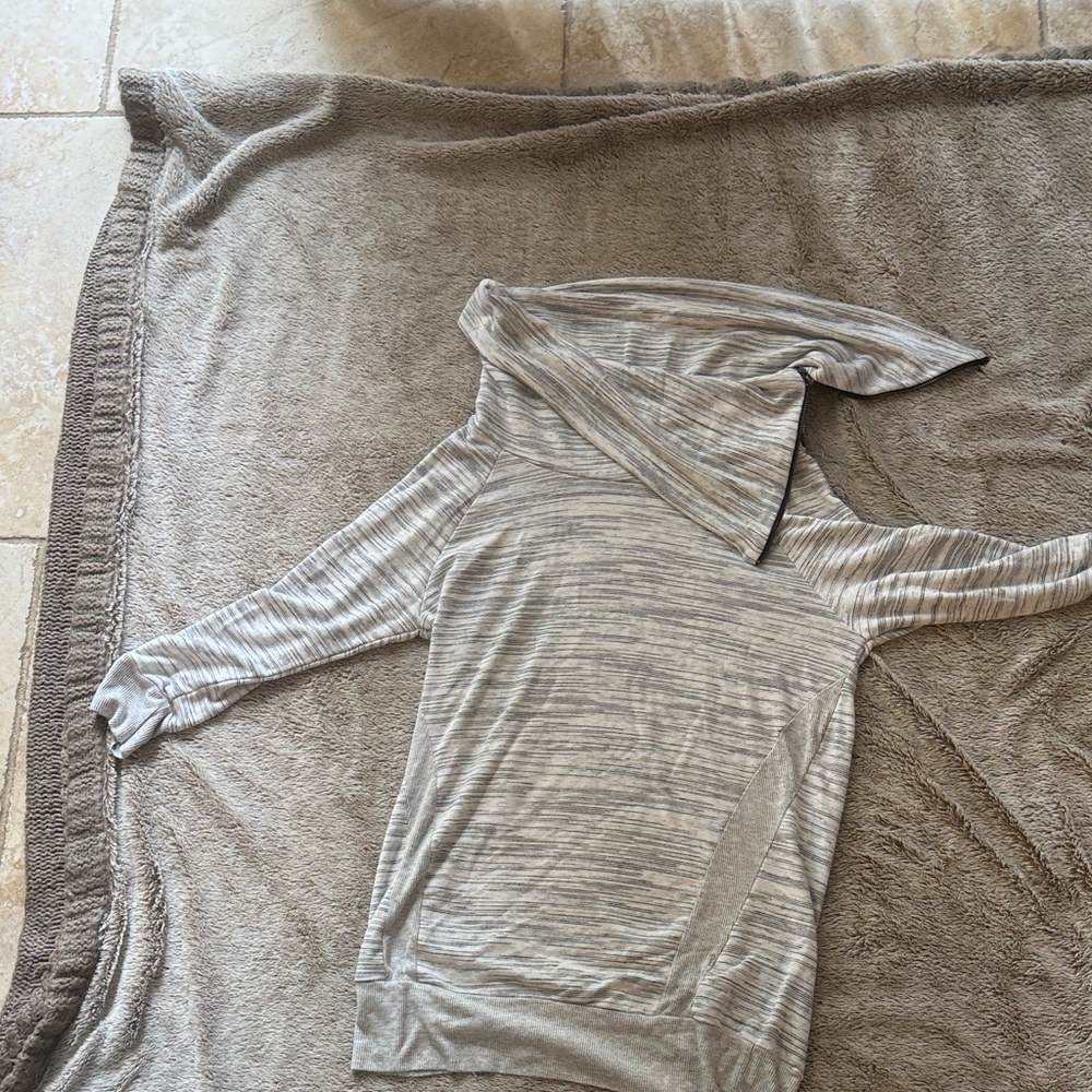 Ink Love and Peace Striped Hooded Pullover - Light Heather Gray